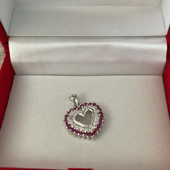 Jewelry - Genuine Ruby/CZ Heart Slider Pendant